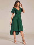 Pleated Ruffles Chiffon Wedding Guest Dress