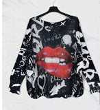 Red Lips Printed Sweater