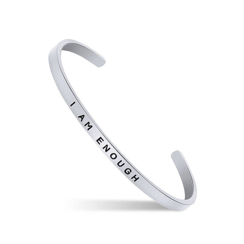 Inspirational Stainless Steel Cuff Bracelet- Silver