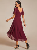 Pleated Ruffles Chiffon Wedding Guest Dress