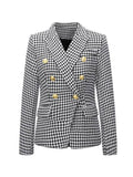 The Classy Girl Houndstooth Notched Collar Blazer