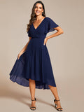 Pleated Ruffles Chiffon Wedding Guest Dress