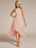 Halter Pleated Empire Waist Wedding Guest Dress