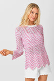 Mystree Multicolor Scallop Edge Sweater