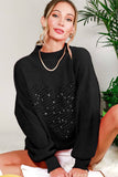 Hearted Embroidered Sequin Detail Knitted Sweater