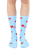 Novelty Graphic Crew Socks - "#1 Nurse" - Sky Blue