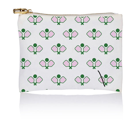 FINAL SALE: Flat Zip Pouch- White/Gold - Sports